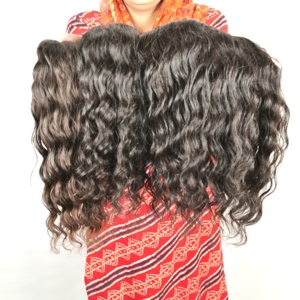 Extensions de cheveux humains naturels non traités Remy indiens ondulés noirs, lot de 100g, fabrication artisanale, traitement chimique, prix abordable - Product Image 2