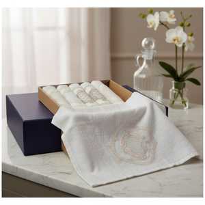 ผ้าขนหนูเช็ดหน้าคุณภาพสูง ผลิตจากผ้าฝ้ายตุรกีแท้ 100% ขนาด 50x70 ซม. ลายปักลูกไม้ปารีส 390 GSM ชุด 6 ผืน บรรจุกล่อง ผลิตในตุรกี - Product Image 1
