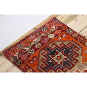 Alfombra Turca Vintage de 1.8x13.8 pies, Naranja y Rosa, con Parches de Lana, Ecológica, con Base de Látex y Flecos - Product Image 5