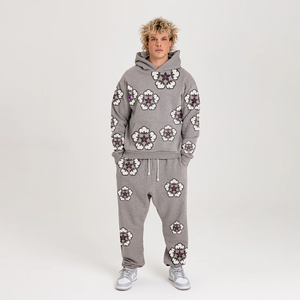 Conjunto de sudadera y Jogger de algodón grueso de gran tamaño unisex, jersey de calle cómodo para Otoño e Invierno - Product Image 6