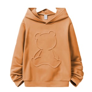 Sudadera con Capucha para Niños, 100% Algodón, Estilo Americano, con Logotipo Personalizado en Relieve, Bordada, de Invierno, Talla Grande, con Botones, Color Sólido - Product Image 1