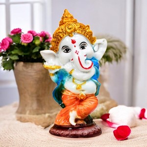 Estatua de Ganesh Ji de Poliresina, Modelo Hecho a Mano, Pintado a Mano, Decoración Religiosa Tradicional, Pooja, Boda, Hogar, Estilo Indio - Product Image 3