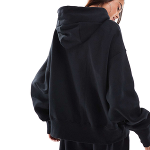 Sweat à capuche d'hiver respirant et lavé à l'acide de grande taille avec logo personnalisé 400g Pull à capuche en coton noir surdimensionné pour femmes - Product Image 6