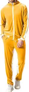 Ventes en gros de costumes de sport en velours pour hommes sur mesure, 2 pièces, ensemble de survêtement de fitness à fermeture éclair intégrale, tenues décontractées, veste et pantalon pour l'hiver - Product Image 3