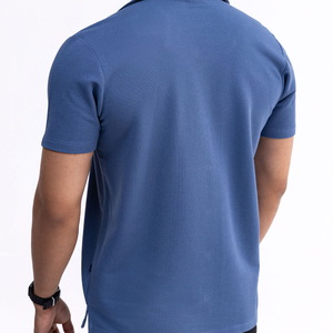 Personnalisable 100% respirant anti-rétrécissement anti-rides écologique imprimé bleu été décontracté éponge piqué coton chemise pour hommes - Product Image 4