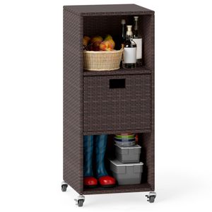 Mix Brown PE Rattan <b>Outdoor</b> Storage <b>Cabinet</b> with 3 Removable Drawers and Lockable Wheels Brand New - Product Image 5