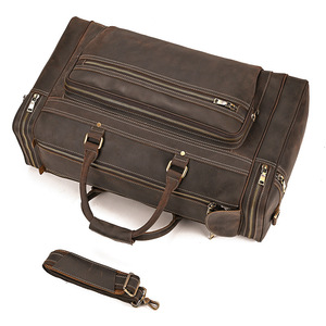 Sac polochon pour homme en cuir véritable vintage de luxe de 62cm Super Large Bagages Weekender pour hommes Style sport Sacs de voyage à bandoulière à usage sportif - Product Image 2