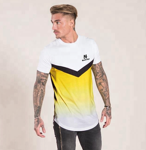 2025 T-shirts personnalisés en mélange de coton polyester pour hommes impression marque T-shirts pour hommes haute qualité Sublimation courbe ourlet chemises - Product Image 5