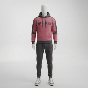 <b>Men's</b> Pink Gray Hoodie Tracksuit Sets Colorblock <b>Pullover</b> Sweatshirt Jogger Pants Sportswear Training Gym Fitness Activewear Set - Product Image 1