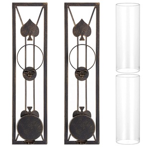 โคมไฟตกแต่งติดผนัง, เชิงเทียนสำหรับตกแต่งเชิงเทียนเชิงเทียนเชิงเทียนที่มีหัวใจที่สง่างามขวดแก้วเทียนล้ำค่า - Product Image 5