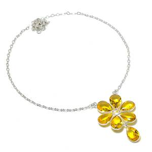 Collar Chapado en plata 925 con forma de pera citrino amarillo para mujer, collar de cadena de aniversario, collar delicado, regalos para ella - Product Image 5