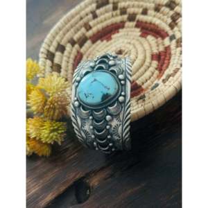 Bracelet manchette tendance en turquoise Blue Ridge et argent sterling Mark Yazzie - Product Image 4
