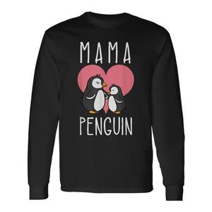 T-shirt a maniche lunghe Mama Penguin, regalo coordinato per la festa della mamma - Product Image 1