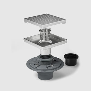 Drain de douche moderne en acier inoxydable chromé robuste, 6x6 pouces, <span class=keywords><strong>drainage</strong></span> <span class=keywords><strong>vertical</strong></span> avec base en ABS - Product Image 4