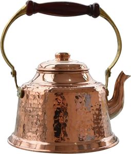 Théière en cuivre massif avec des détails artisanaux uniques pour un charme d'antan dans le service à thé et la décoration de la cuisine - Product Image 5