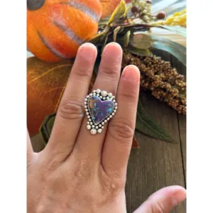 Bague en argent sterling avec turquoise Mohave faite à la main dans le sud-ouest, taille 7.25 - Product Image 2