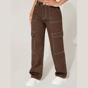 2023 оригинальные брюки-карго от поставщика, винтажные мешковатые женские брюки-карго с низкой талией, широкие прямые с боковыми карманами