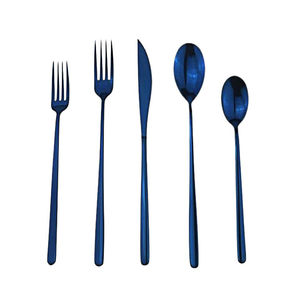 Juego de cubiertos modernos sostenibles al por mayor, tenedor dorado de acero inoxidable, cuchara, cuchillo, mango negro, cubiertos para hoteles, bodas - Product Image 3