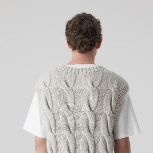 Pull décontracté à col en V à vendre automne hiver vente en gros hommes pull sans manches gilet hommes sans manches pull tricoté gilet - Product Image 3