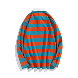 NUEVA camiseta a rayas Nuevo estilo Cuello a rayas Manga larga Diseño de color informal 100% Punto de algodón Hombres Turn-Down en blanco para hombres - Product Image 5