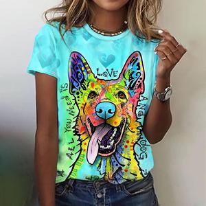 Camisetas divertidas con gráfico de animales para mujer, camiseta informal de manga corta para mujer, de gran tamaño a la moda ropa femenina Kawaii, camisetas de verano para mujer - Product Image 5