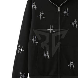 Etiqueta privada para el invierno Estilo diferente El mejor material Sudaderas con capucha de diamantes de imitación para hombres Logotipo personalizado Tela suave - Product Image 6