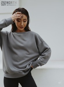 Streetwear de luxe personnalisé pour femmes sweat-shirt à col rond 100% coton oversize pull col hiver basique - Product Image 6