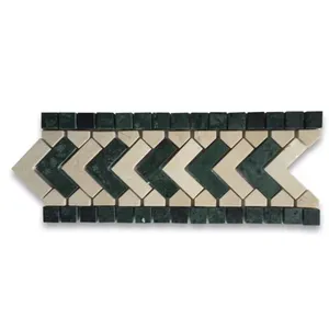 B0038P Borde de mosaico de mármol Azulejo Listello 4x10 Flecha verde pulida para accesorio de baño - Product Image 1