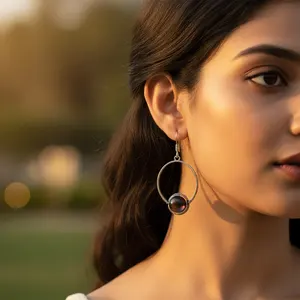 925 Silver Black <b>Pearl</b> Oval <b>Earrings</b> for Women Daily Wear Jewelry - Product Image 2