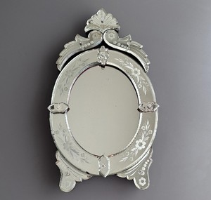 High QualityVintage Venetian Etched Oval Glass Wall <b>Mirror</b> - Product Image 1