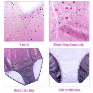 Mayorista Personalizado Sublimación Rítmica Cheerleading Leotardos Manga Larga Gimnasta Desgaste Diamantes de imitación Falda Spandex Largo - Product Image 3