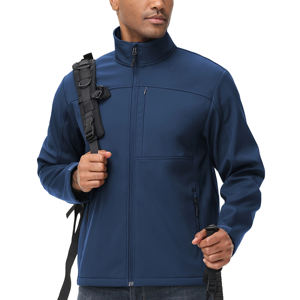 Chaqueta Softshell de invierno para hombre, abrigo de bombardero impermeable para exteriores con capucha para esquí y senderismo, cierre de cremallera de talla grande - Product Image 1