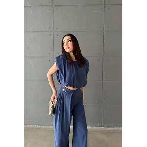 Conjunto de Blusa y Pantalones Modal Azul Marino - Azul Marino - Product Image 2