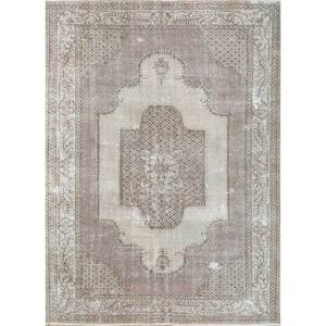 พรมขนสัตว์สีน้ำตาลเบจวินเทจ รุ่น Pae-2190 สำหรับห้องนั่งเล่น ห้องโถง ทางเดิน รูปทรงสี่เหลี่ยมผืนผ้า ลายเหรียญแบบนามธรรม คุณภาพสูง - Product Image 1