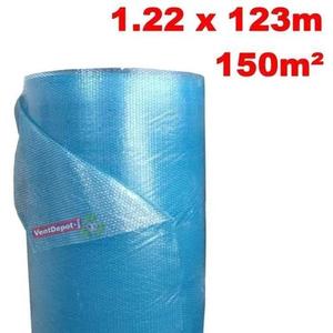Rouleau de film à bulles économique, MXBBP-010, 1,22 m x 123 m, épaisseur 5 mm, polyéthylène 0,1 mm, bulle 3/16 mm, bleu. - Product Image 1