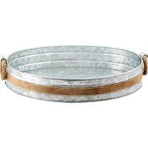 Bandeja de servicio de metal galvanizado de granja grande diseñada para uso práctico en servir comida o mejorar temas de decoración rústica para el hogar - Product Image 1