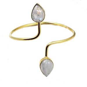 Brass Gold Plated <b>Rainbow</b> Moonstone Cuff <b>Bracelets</b> Fashionable Statement Accessory - Product Image 1
