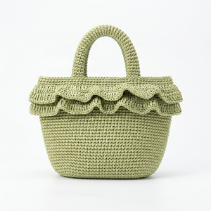 Bolso Tote Casual de Rafia con Volantes para Mujer - Uso en Verano, Playa, Bodas, Viajes, Cierre Magnético, Duradero, Capacidad de 3L+ - Product Image 1