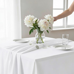 Heavy Duty Woven Duck Fabric <b>Tablecloth</b> 140x180cm. Waterproof Eco-Friendly Luxury Branded. for Restaurants Hotels & Home Dining - Product Image 1