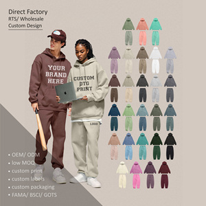 Ensemble de sweat-shirts oversize STREETLAB unisexe, molleton 350G, impression personnalisée, pantalon de survêtement d'hiver, style streetwear, coupe ample pour hommes et femmes - Product Image 1