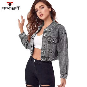Venta caliente de encargo de las mujeres de mezclilla Chaquetas de mezclilla de estilo de ajuste de algodón de mezclilla Chaqueta de las mujeres para la venta - Product Image 4