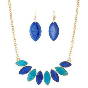 Urthn émail bleu plaqué or ensemble de bijoux de mode 1112103A collier - Product Image 1