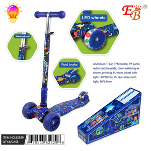 In acciaio legato di plastica 3 ruote pieghevole dinosauri Scooter per uso esterno giocattolo per bambini con ruote in PU 6 pz/cs - Product Image 1