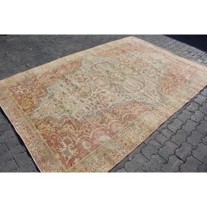 6.1x9.3 ft Rug, Vintage Turkish Large Rug, <b>Brown</b> <b>Wool</b> Rug - Product Image 3
