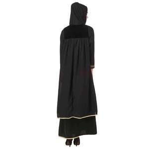 Abaya Negra Bordada en Nida y Georgette AY-707, Doble Capa, Silueta Recta, Largo hasta el Suelo, Asimétrica, en Tela de Chifón - Product Image 5
