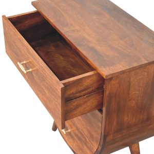 Artisan Furniture Made Of Solid <b>Wood</b> Nightstand with a rich chestnut finish Modern Design Style for Bedroom Furniture - Product Image 4