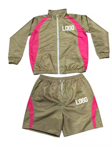 Venta al por mayor de conjuntos cortos cortavientos, conjunto de dos piezas transpirable, fabricantes de ropa personalizada, conjunto de dos piezas de cuerpo entero para hombres y mujeres - Product Image 3