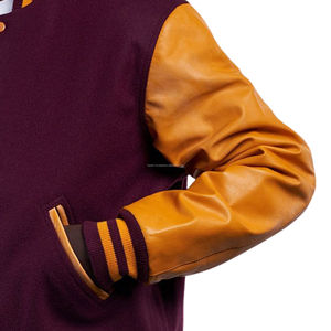 Blouson universitaire unisexe classique en laine avec manches en similicuir, patchwork, écologique, style Letterman, équipe américaine - Product Image 5