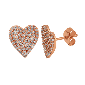 Luxury cubic zircon rose gold plated <b>heart</b> shape <b>earrings</b> 925 sterling <b>silver</b> stud <b>earring</b> for women valentine gift - Product Image 1
