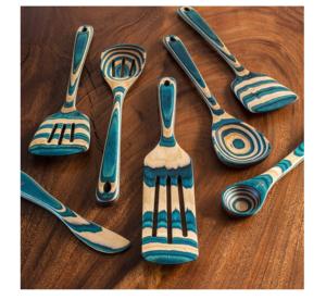 Mirha Malta Collection Premium Handmade <b>Wooden</b> Cooking Utensil Set Made in India Spoon Included - Product Image 2